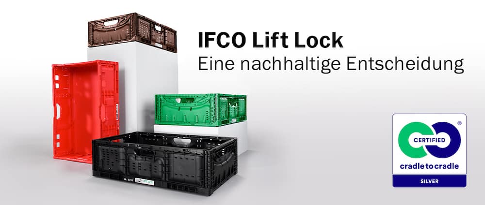 RPCs: Europäische Lift Lock-Behälter von IFCO wurden mit dem Cradle to Cradle Certified®-Zertifikat ausgezeichnet. | Foto: IFCO