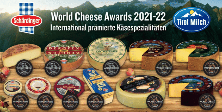 Käsespezialitäten aus dem Hause Schärdinger und Tirol Milch wurden mit insgesamt 11 Awards bei den diesjährigen World Cheese Awards prämiert. | Foto: Berglandmilch eGen